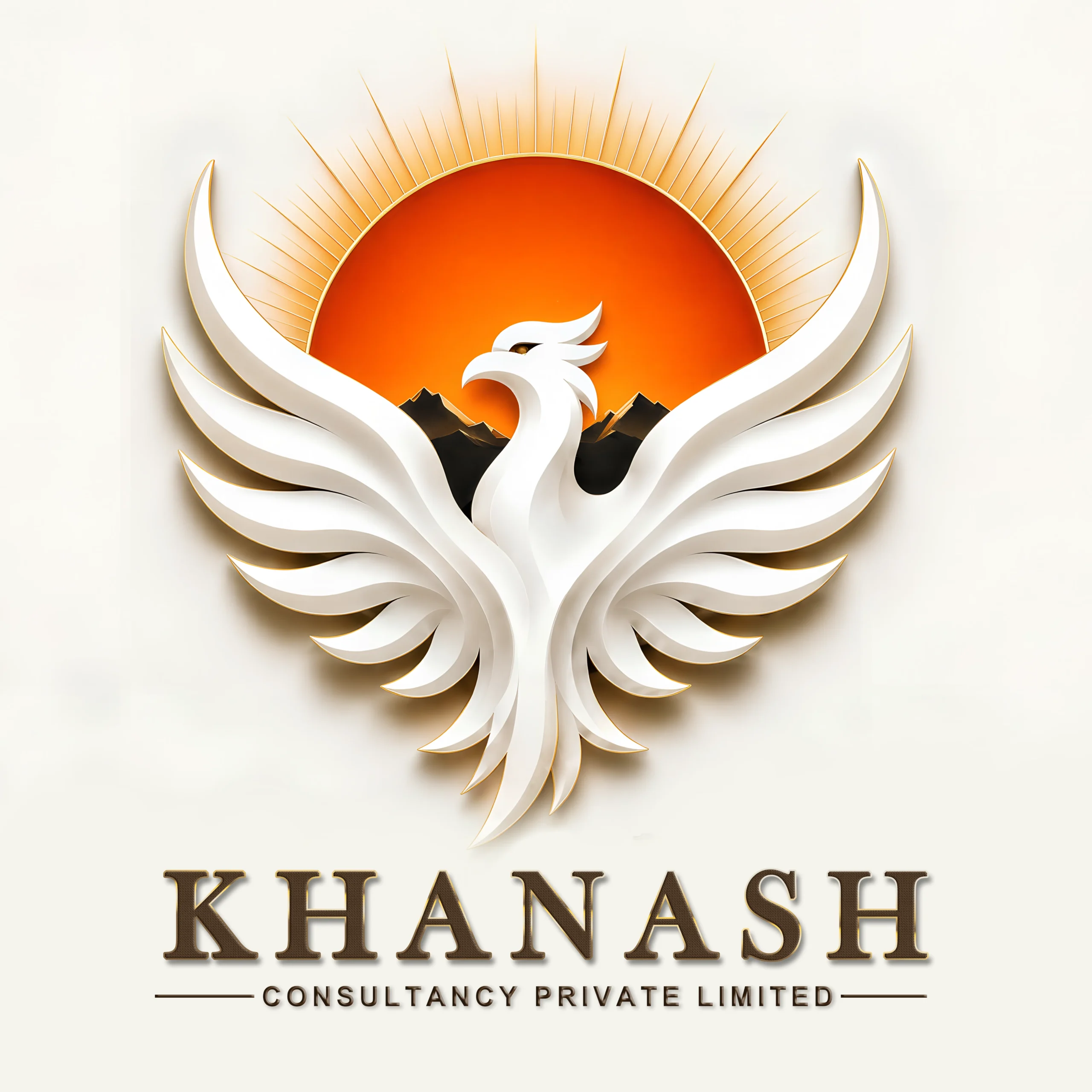 Logo showing an orange sunburst with white abstract feathers and the words 'KHANASHI CONSULTANCY PRIVATE LIMITED'.